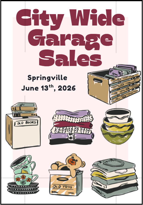 City Wide Garage Sales - Saturday, June 13, 2026 from 8 a.m. to 4 p.m.